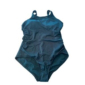 Lands‎ End One Piece Swimsuit Women 16 dark Green High Neck Longer Lasting NWT
